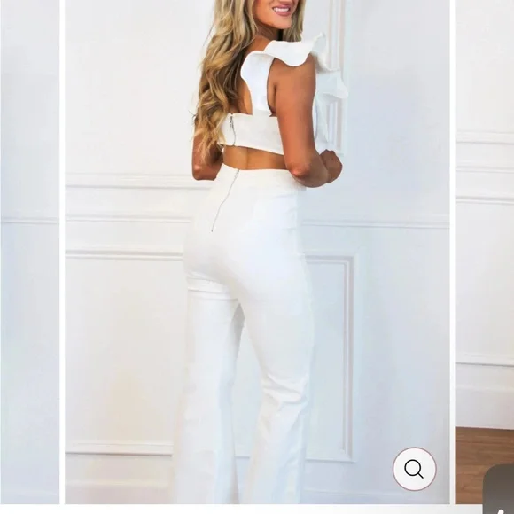 Bella and Bloom white open back Jumpsuit - Picture 2 of 6